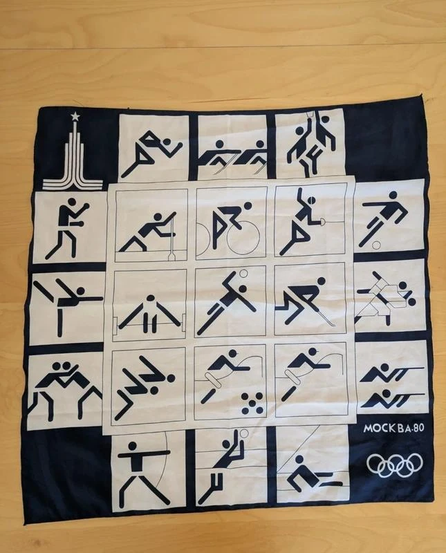 Lenço vintage dos jogos olímpicos de verão de 1980 Mobka 80 fabricação francesa – photo 6